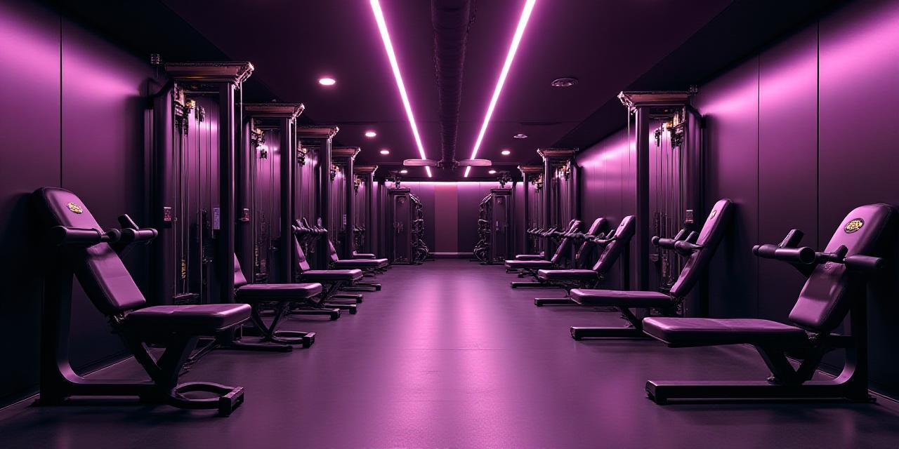 Atmospheric gym interior with elegant lighting